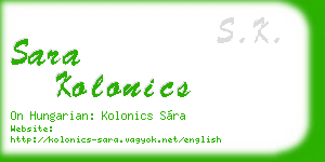 sara kolonics business card