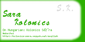 sara kolonics business card